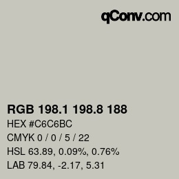 Farbcode: RGB 198.1 198.8 188 | qconv.com