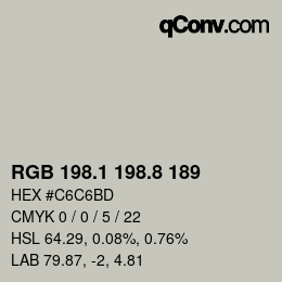 カラーコード: RGB 198.1 198.8 189 | qconv.com