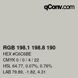 Color code: RGB 198.1 198.8 190 | qconv.com