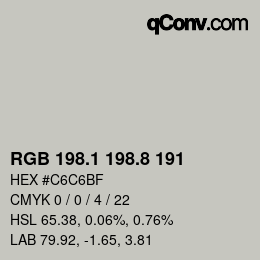 Color code: RGB 198.1 198.8 191 | qconv.com