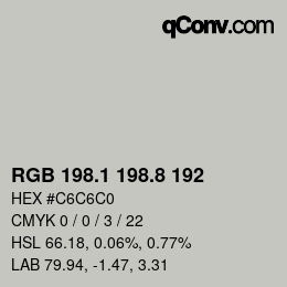 カラーコード: RGB 198.1 198.8 192 | qconv.com