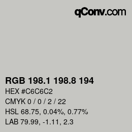 カラーコード: RGB 198.1 198.8 194 | qconv.com
