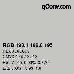 カラーコード: RGB 198.1 198.8 195 | qconv.com