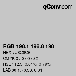 Color code: RGB 198.1 198.8 198 | qconv.com