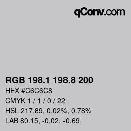 Color code: RGB 198.1 198.8 200 | qconv.com