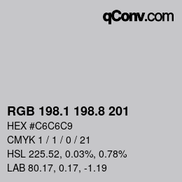 Color code: RGB 198.1 198.8 201 | qconv.com
