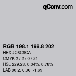 Color code: RGB 198.1 198.8 202 | qconv.com