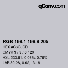 Color code: RGB 198.1 198.8 205 | qconv.com