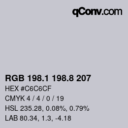 カラーコード: RGB 198.1 198.8 207 | qconv.com