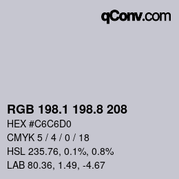 カラーコード: RGB 198.1 198.8 208 | qconv.com