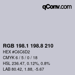 Color code: RGB 198.1 198.8 210 | qconv.com