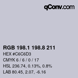 Color code: RGB 198.1 198.8 211 | qconv.com