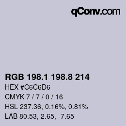 Color code: RGB 198.1 198.8 214 | qconv.com