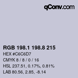 Farbcode: RGB 198.1 198.8 215 | qconv.com