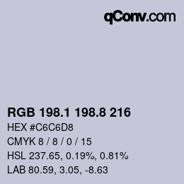 Color code: RGB 198.1 198.8 216 | qconv.com