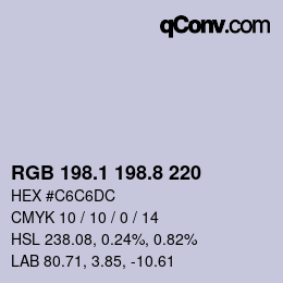 Color code: RGB 198.1 198.8 220 | qconv.com