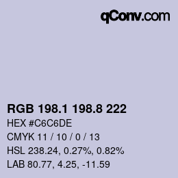 Color code: RGB 198.1 198.8 222 | qconv.com