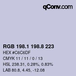 カラーコード: RGB 198.1 198.8 223 | qconv.com