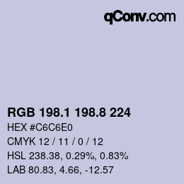 Color code: RGB 198.1 198.8 224 | qconv.com