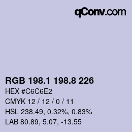 Color code: RGB 198.1 198.8 226 | qconv.com