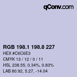 カラーコード: RGB 198.1 198.8 227 | qconv.com