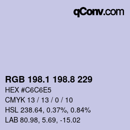 Code couleur: RGB 198.1 198.8 229 | qconv.com