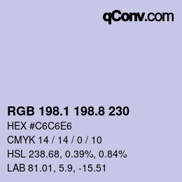 カラーコード: RGB 198.1 198.8 230 | qconv.com