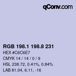 Color code: RGB 198.1 198.8 231 | qconv.com