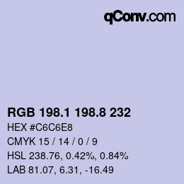 カラーコード: RGB 198.1 198.8 232 | qconv.com