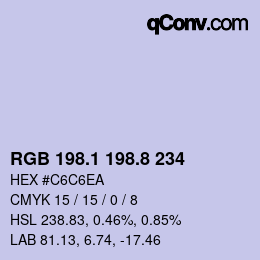Color code: RGB 198.1 198.8 234 | qconv.com