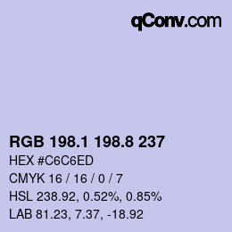 カラーコード: RGB 198.1 198.8 237 | qconv.com