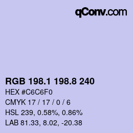 カラーコード: RGB 198.1 198.8 240 | qconv.com