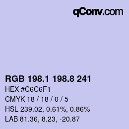 Color code: RGB 198.1 198.8 241 | qconv.com
