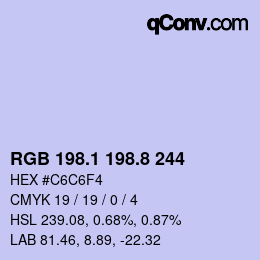 カラーコード: RGB 198.1 198.8 244 | qconv.com