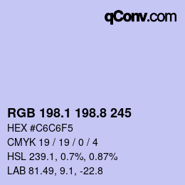 Color code: RGB 198.1 198.8 245 | qconv.com