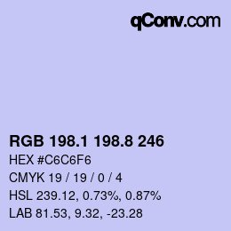 カラーコード: RGB 198.1 198.8 246 | qconv.com