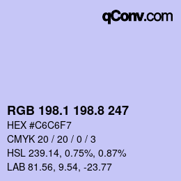 カラーコード: RGB 198.1 198.8 247 | qconv.com