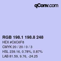 Color code: RGB 198.1 198.8 248 | qconv.com