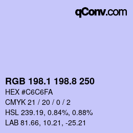 Color code: RGB 198.1 198.8 250 | qconv.com