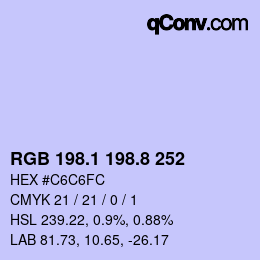 カラーコード: RGB 198.1 198.8 252 | qconv.com