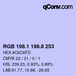 Farbcode: RGB 198.1 198.8 253 | qconv.com