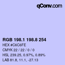 Color code: RGB 198.1 198.8 254 | qconv.com