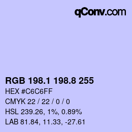 Color code: RGB 198.1 198.8 255 | qconv.com