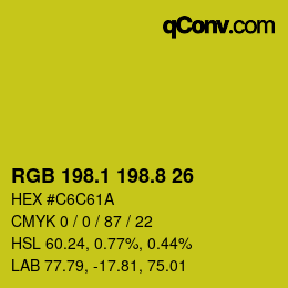 カラーコード: RGB 198.1 198.8 26 | qconv.com