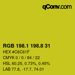 カラーコード: RGB 198.1 198.8 31 | qconv.com