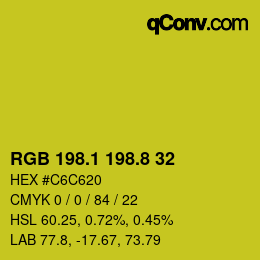 カラーコード: RGB 198.1 198.8 32 | qconv.com
