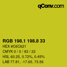 カラーコード: RGB 198.1 198.8 33 | qconv.com