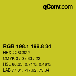 カラーコード: RGB 198.1 198.8 34 | qconv.com