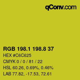 カラーコード: RGB 198.1 198.8 37 | qconv.com