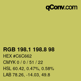 カラーコード: RGB 198.1 198.8 98 | qconv.com